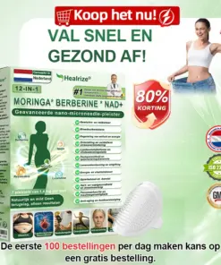 𝐇𝐞𝐚𝐥𝐫𝐢𝐳𝐞® Moringa · Berberine + NAD+ – 12-in-1 Geavanceerde Nano Micronaald Patch