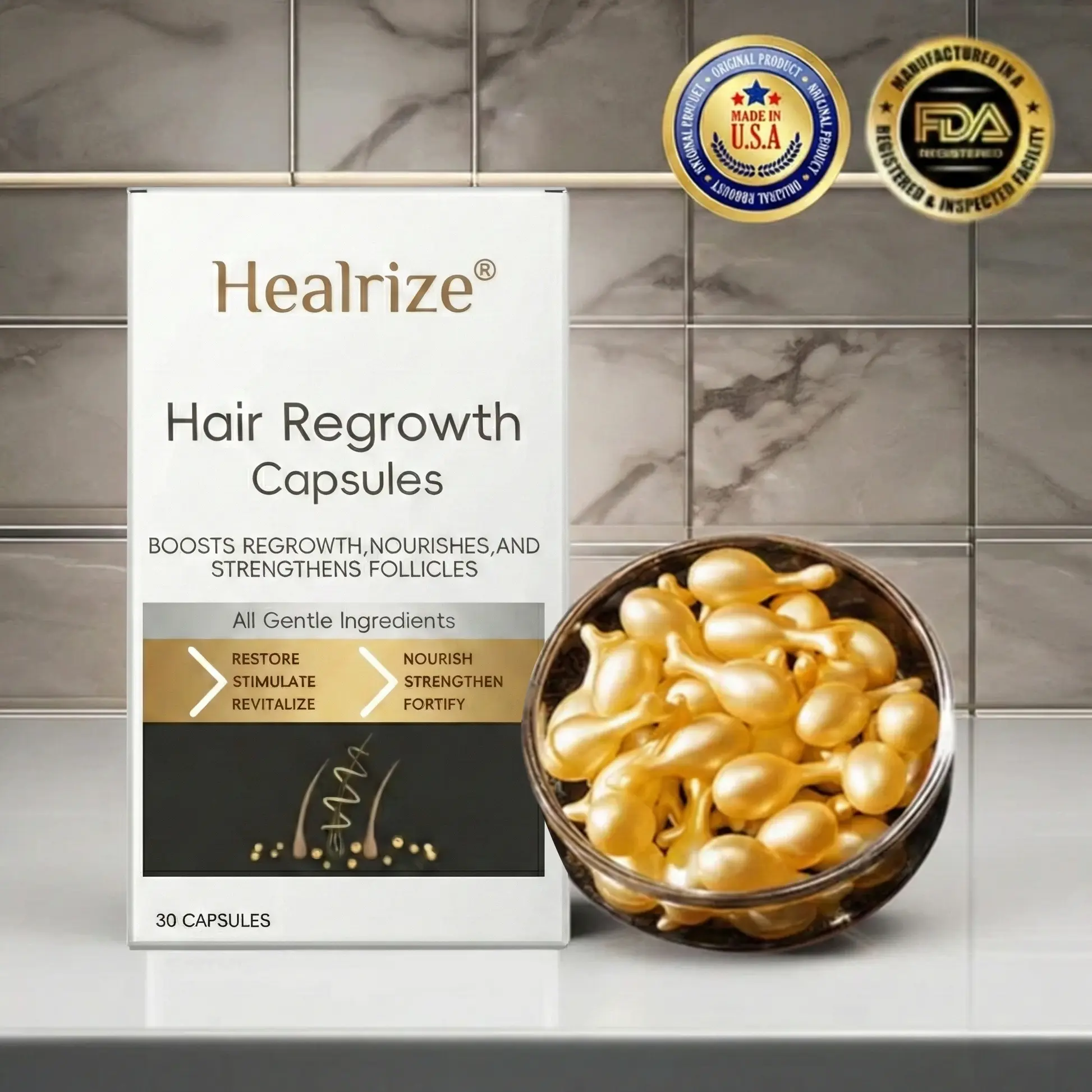 Healrize® Hair Regrowth Capsules Revive Follicles, Boost Hair Volume