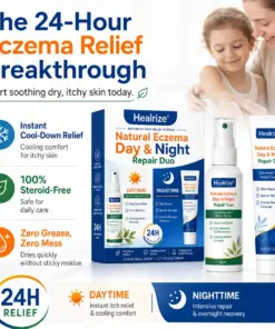 Healrize® Natural Eczema Day & Night Repair Duo – 100% Steroid-Free Soothing for Intense Itch & Barrier Repair