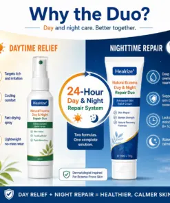 Healrize® Natural Eczema Day & Night Repair Duo – 100% Steroid-Free Soothing for Intense Itch & Barrier Repair