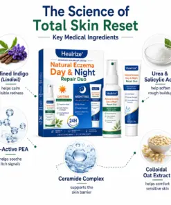 Healrize® Natural Eczema Day & Night Repair Duo – 100% Steroid-Free Soothing for Intense Itch & Barrier Repair