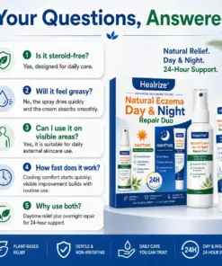 Healrize® Natural Eczema Day & Night Repair Duo – 100% Steroid-Free Soothing for Intense Itch & Barrier Repair