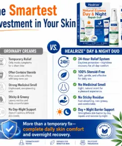 Healrize® Natural Eczema Day & Night Repair Duo – 100% Steroid-Free Soothing for Intense Itch & Barrier Repair