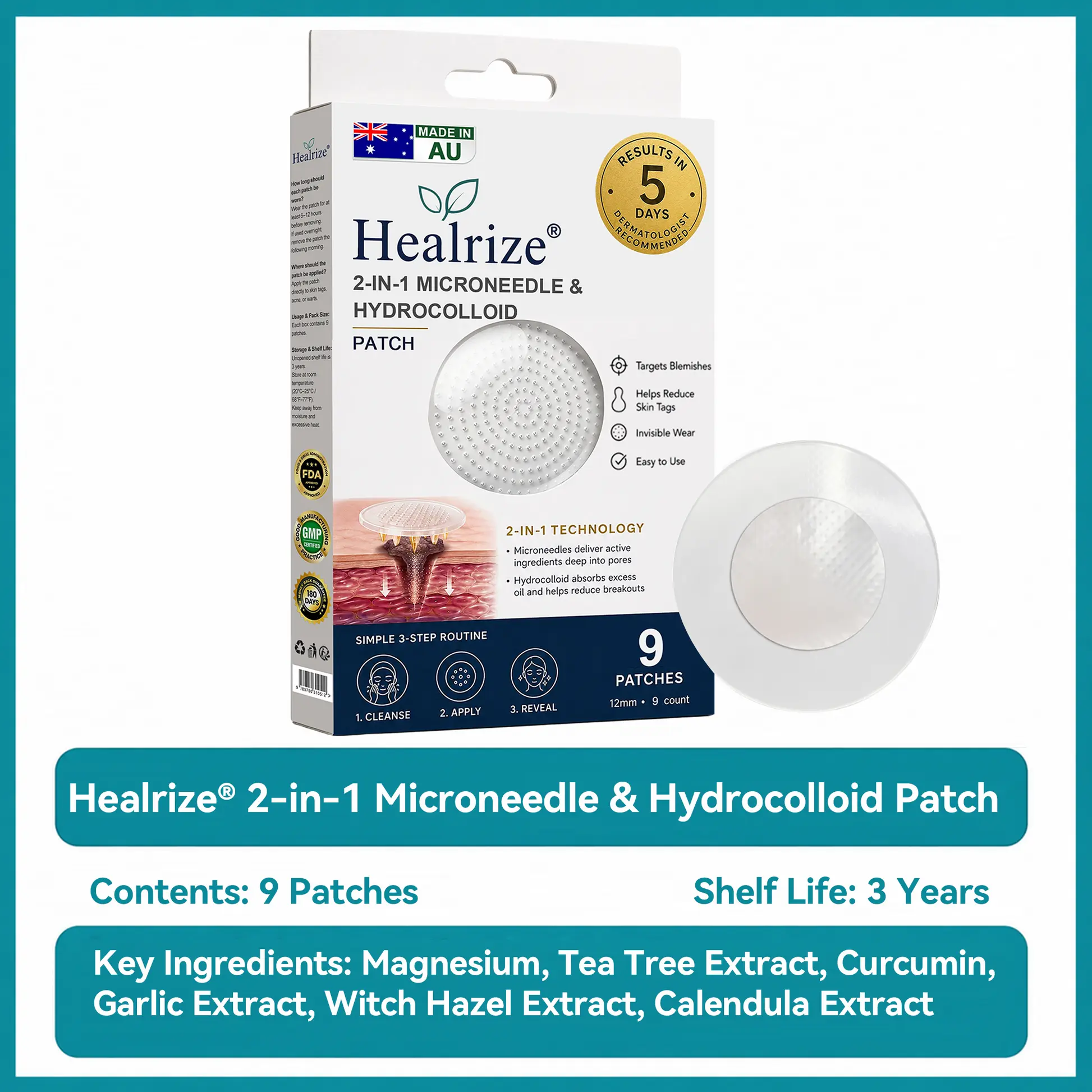 ๐๐๐๐๐ฟ๐ถ๐ฏ๐ยฎ2-in-1 Microneedle & Hydrocolloid Patch