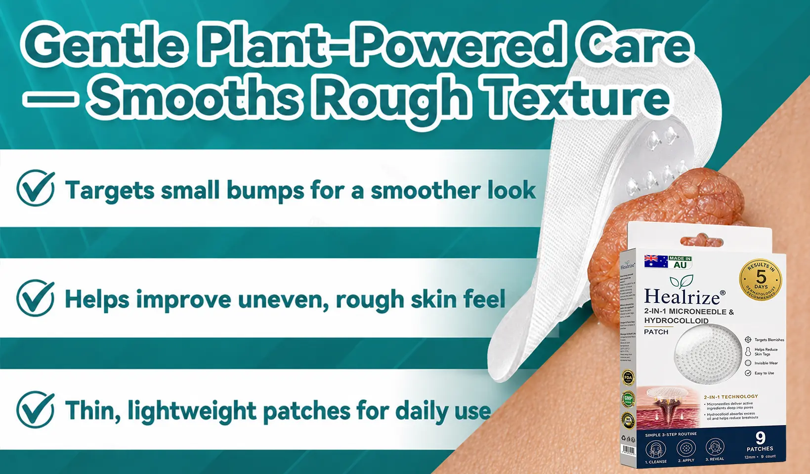 ๐๐๐๐๐ฟ๐ถ๐ฏ๐ยฎ2-in-1 Microneedle & Hydrocolloid Patch