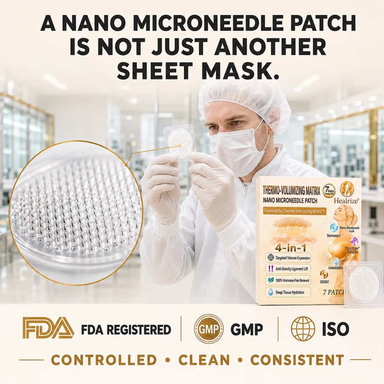 Healrize® 4-in-1 Thermo-Volumizing Matrix Nano Microneedle Patch